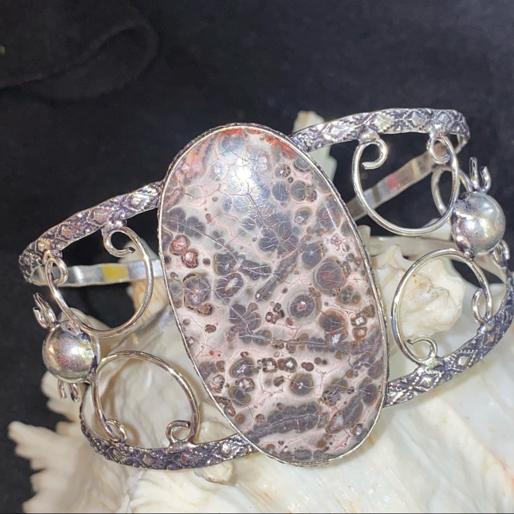 Sale * Leopard Skin Jasper natural Gemstone cuff